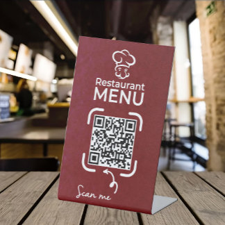 QR Code Menus for Restaurants touchless Modern Pedestal Sign