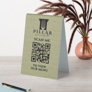 QR Code MenuSage Green Linen Custom Logo