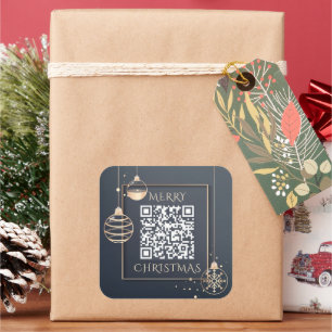 QR Code Merry Christmas Holidays Corporate Modern Square Sticker