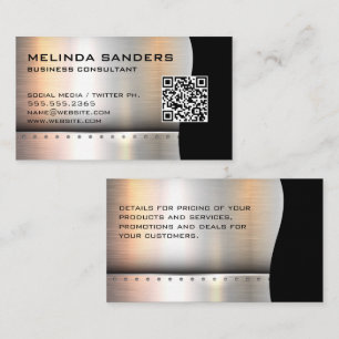QR Code / Metallic Silver Rivets Business Card