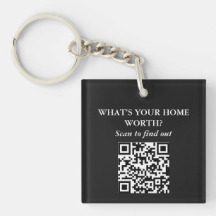 QR Code Minimal Luxury Realtor Marketing Gift Key Ring
