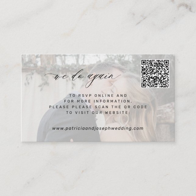 QR CODE minimal photo we do again wedding Enclosure Card (Front)