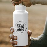 QR Code Minimal Professional Branded Water Bottle<br><div class="desc">A simple custom white QR code vinyl contor sticker template in a modern minimalist style which can be easily updated with your QR code,  business name or website and custom text,  eg. scan me to...  #QRcode #business</div>