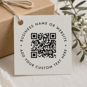 QR Code Minimalist Clean Simple Grey Budget Favour Tags