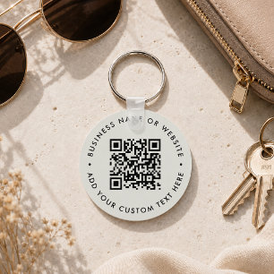 QR Code   Minimalist Clean Simple Grey Budget Keyc Key Ring