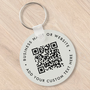 QR Code   Minimalist Clean Simple Grey Budget Keyc Key Ring