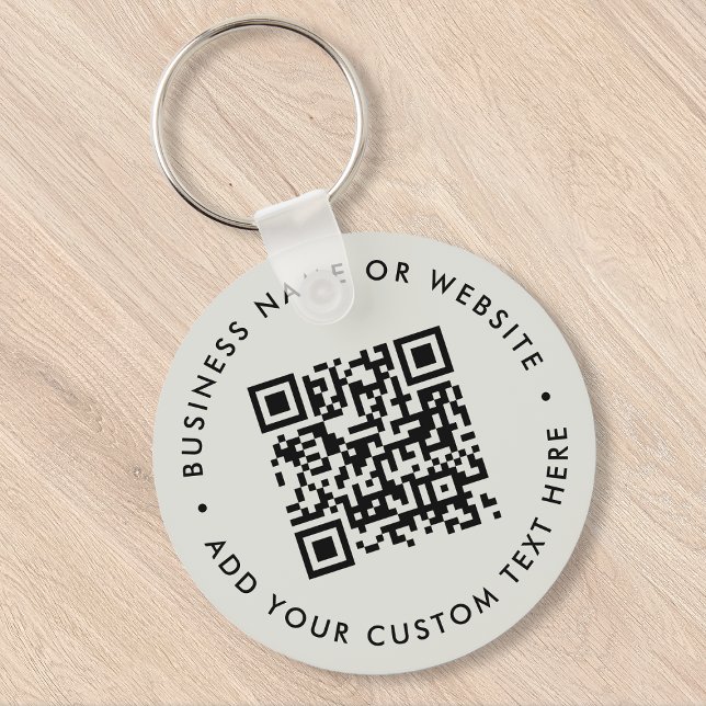 QR Code | Minimalist Clean Simple Grey Budget Keyc Key Ring (Creator Uploaded)