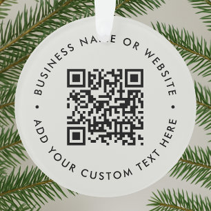 QR Code Minimalist Clean Simple Grey Ornament