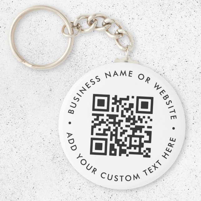 QR Code Minimalist Clean Simple White Budget Key Ring (Creator Uploaded)
