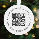 QR Code Minimalist Clean Simple White Budget Ornament<br><div class="desc">A simple custom white QR code christmas ornament template in a modern minimalist style which can be easily updated with your QR code,  business name or website and custom text,  eg. scan me to...  #QRcode #ornament #business</div>
