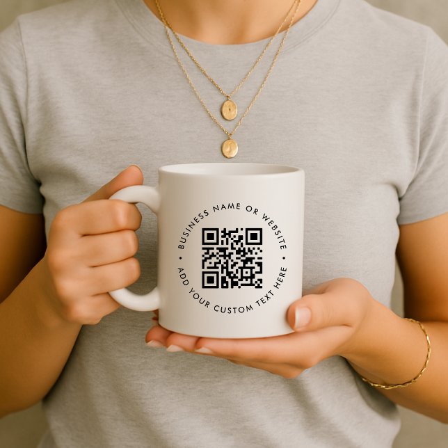 QR Code | Minimalist Clean Simple White Business Coffee Mug (Creator Uploaded)