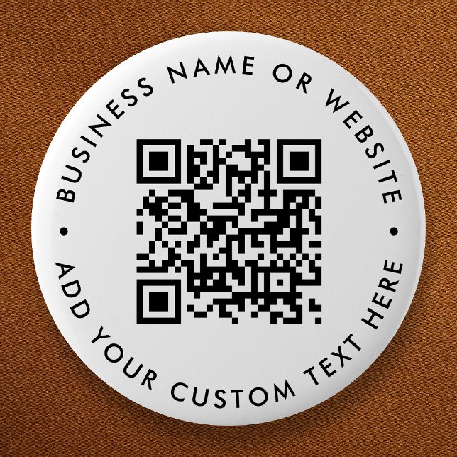 QR Code Minimalist Clean Simple White Round 6 Cm Round Badge (Creator Uploaded)