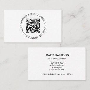 QR Code Minimalist Clean Simple White Scan Me Business Card