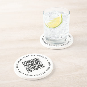 QR Code   Minimalist Clean Simple White Scan Me Coaster