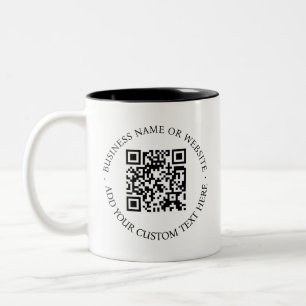 QR Code   Minimalist Clean Simple White Scan Me Two-Tone Coffee Mug