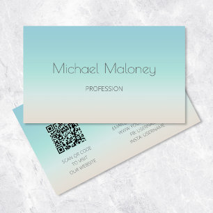 QR Code Minimalist Coastal Business Card