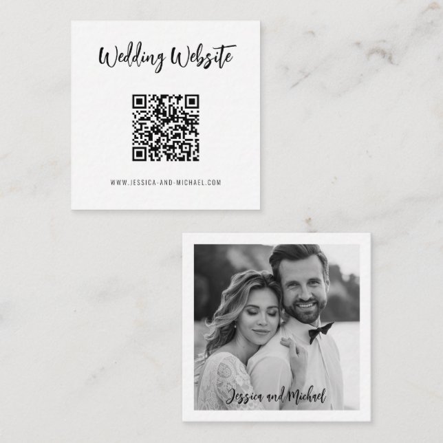 💍QR code Minimalist Elegant wedding website  Enclosure Card (Front/Back)