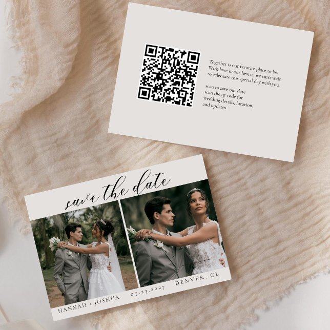 Qr Code Minimalist Horizontal Wedding Photo  Save The Date (Creator Uploaded)