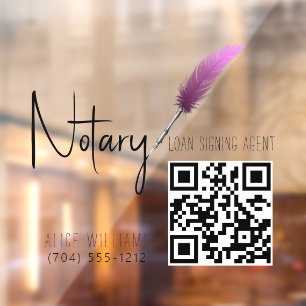 QR Code Minimalist Pink & White Notary 