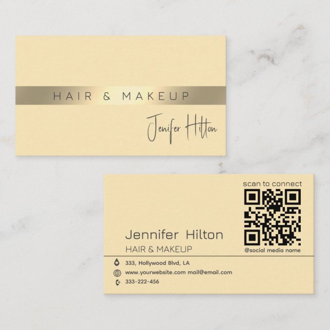 Qr code Minimalist professional modern gold foil Business Card (Front/Back)