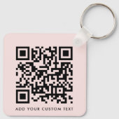 QR Code Minimalist Simple Blush Pink Custom Text   Key Ring (Back)