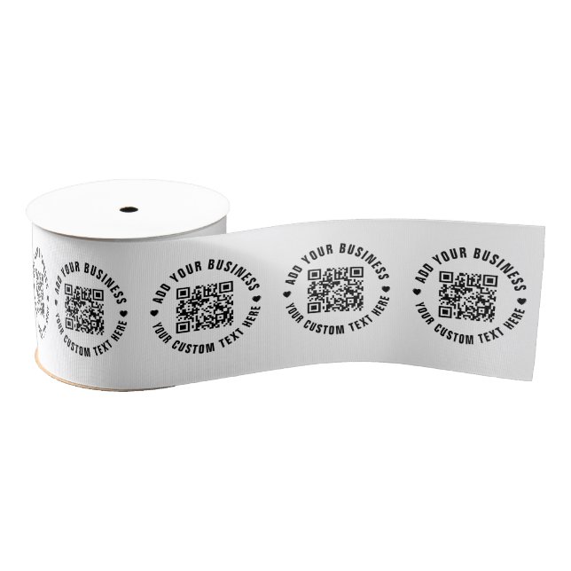 QR Code | Minimalist Simple Business Scannable Grosgrain Ribbon (Spool)
