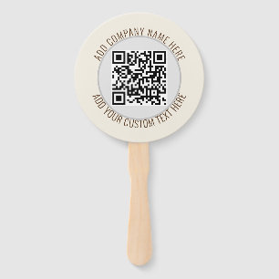QR Code Minimalist Simple Grey Round Budget Hand Fan