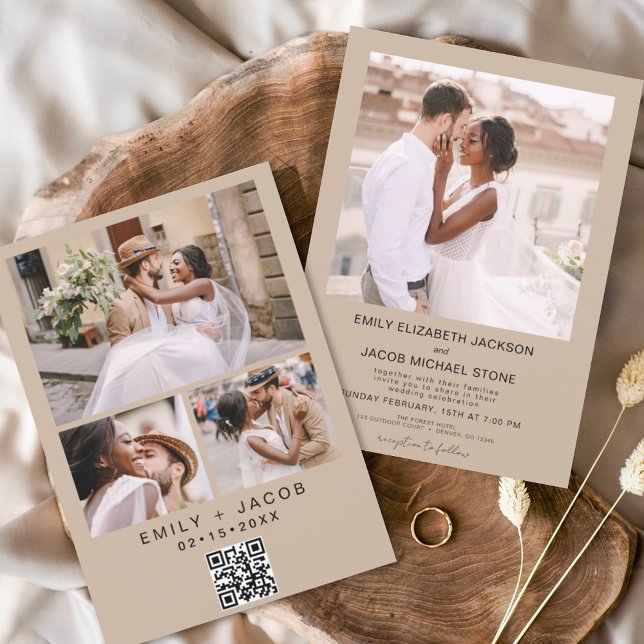 QR code Minimalist Terracotta Wedding Phot Invitation (Creator Uploaded)