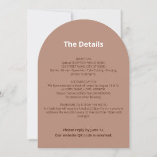 QR Code Mocha Wedding Details Card