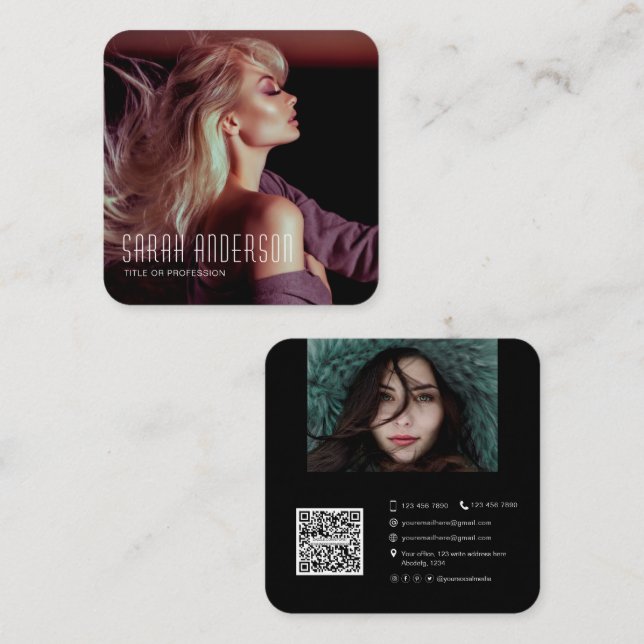 QR code Models dancers actress photographer photo Square Business Card (Front/Back)