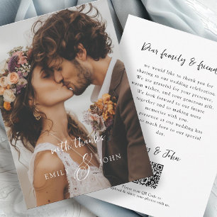 QR-Code,Modern, Ampersand, Script Font, 1 Photo Thank You Card