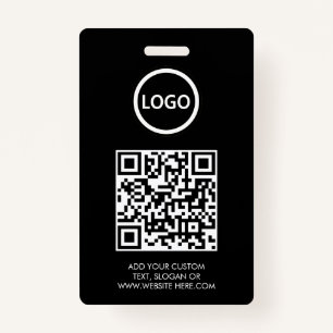 QR Code   Modern Black Business Logo Event ID Badge