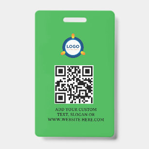 QR Code   Modern Black Business Logo Event ID Badge
