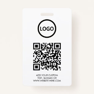 QR Code   Modern Black Business Logo Event ID Badge