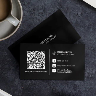 QR Code Modern Black Logo Professional Business Card