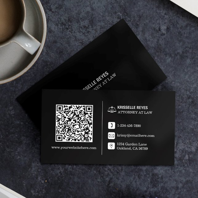 QR Code Modern Black Logo Professional Business Card (Make an impact with these professional business cards, showcasing your brand and credibility.)