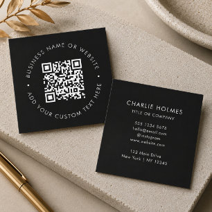 QR Code Modern Black Professional Scan Me Square Business Card