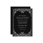 QR Code Modern Black & White Minimal Leaf Wedding