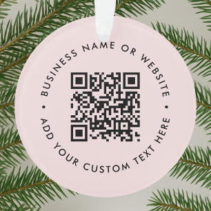 QR Code   Modern Business Blush Pink Christmas Ornament