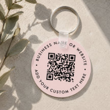 QR Code | Modern Business Blush Pink Round
