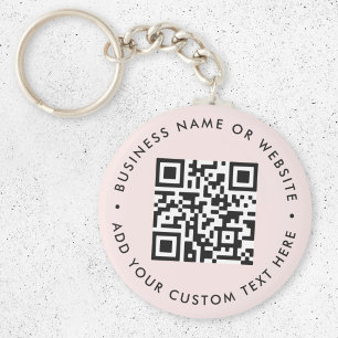 QR Code   Modern Business Blush Pink Round Key Ring