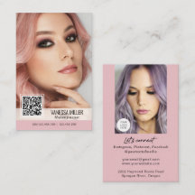 QR Code modern business cards for makeup artist 