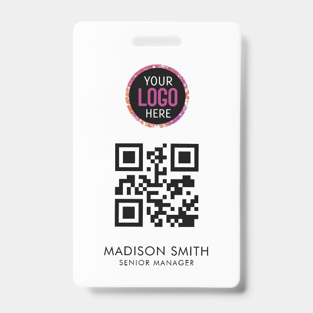 QR Code | Modern  Business Logo Event Badge ID Badge (Front)