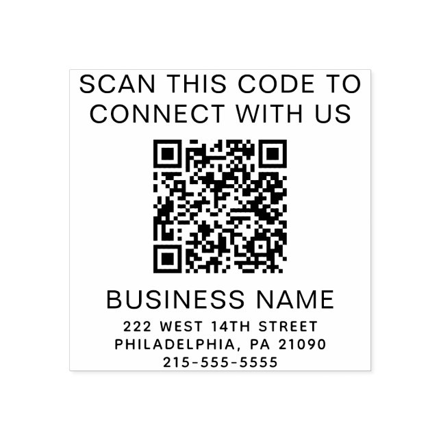 QR Code Modern Business Rubber Stamp (Imprint)
