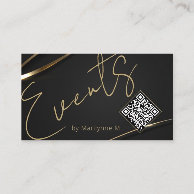 QR Code Modern Chic Events Business Card (Front)