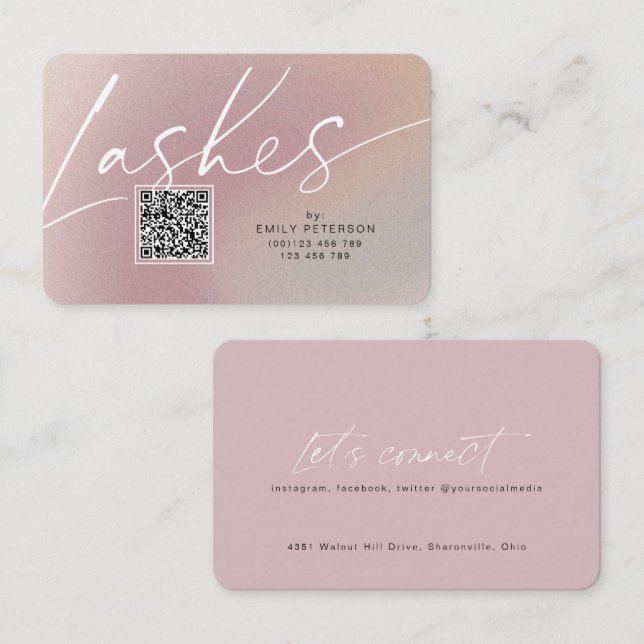 QR code modern chic stylish lash business cards (Front/Back)