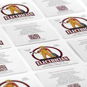 QR Code Modern Electrician Lighting Contractor  Square Business Card