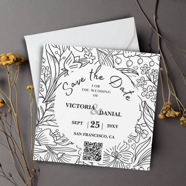 QR Code Modern Floral Calligraphy Wedding Website (Creator Uploaded)