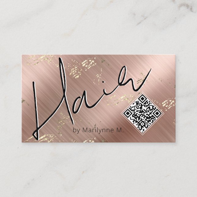 QR Code Modern Hair Stylist Business Card (Front)