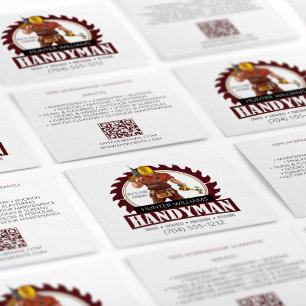 QR Code Modern Handyman Maintenance Rustic Tools  Square Business Card